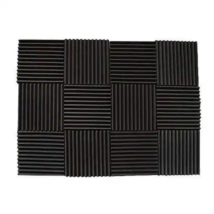 Front. Stock Preferred - 12" x 12" x 1" Acoustic Foam Panels-24Packs - Black.