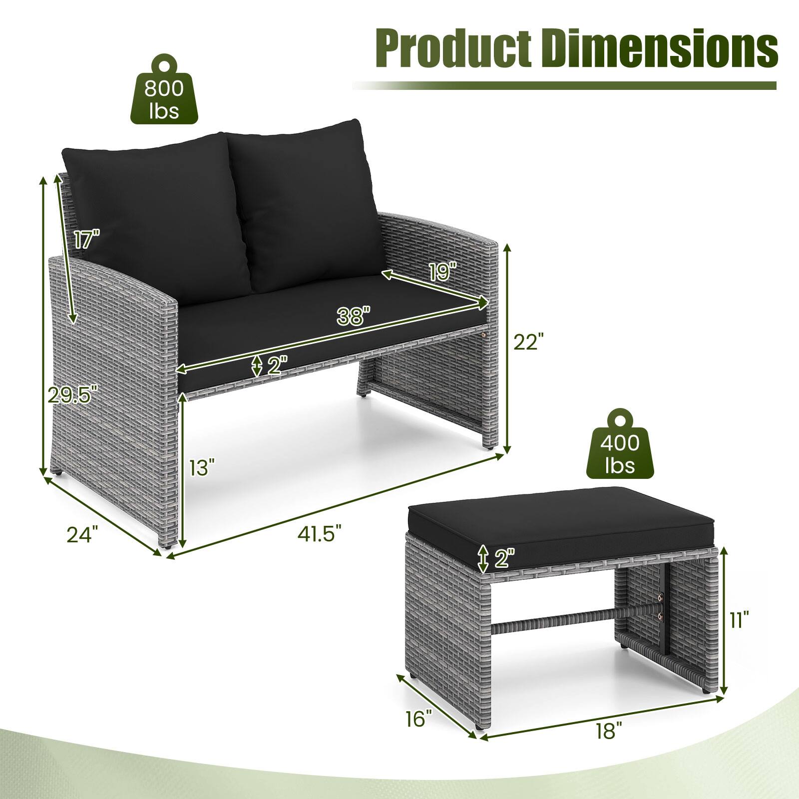 800 lbs

Product Dimensions

17"
19"
29.5"
2"
38"
22"
13"
400 lbs
24"
41.5"
2"
11"
16"
18"