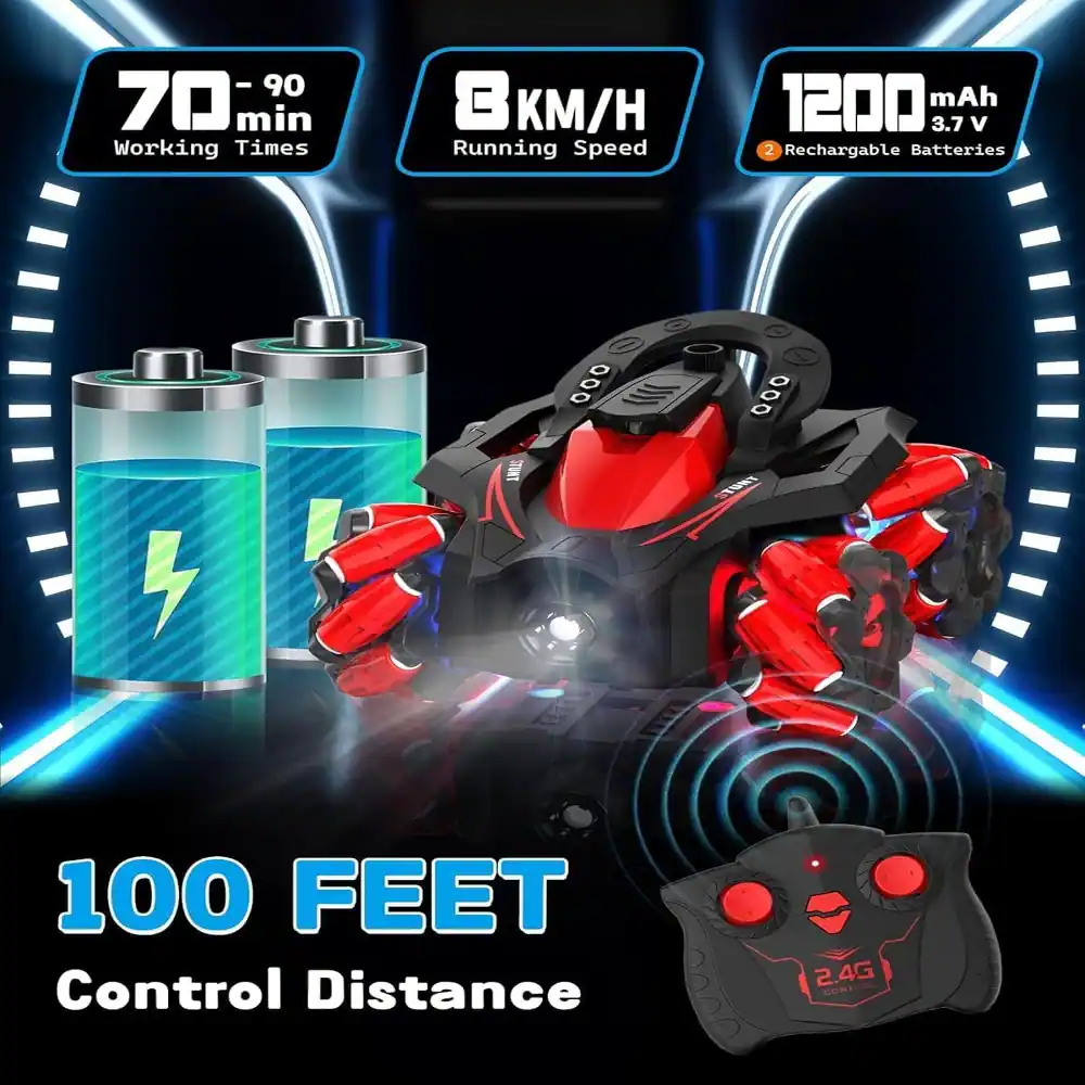 - 70 - 90 min Working Times
- 8 KM/H Running Speed
- 1200 mAh 3.7 V 2 Rechargeable Batteries
- 100 FEET Control Distance
- 2.4G CONTROL