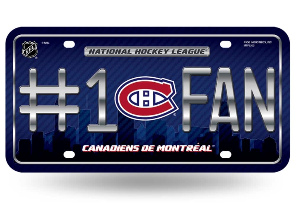 Rico Industries - Montreal Canadiens #1 Fan Metal License Plate Tag - Number One! Let's Go - Multi