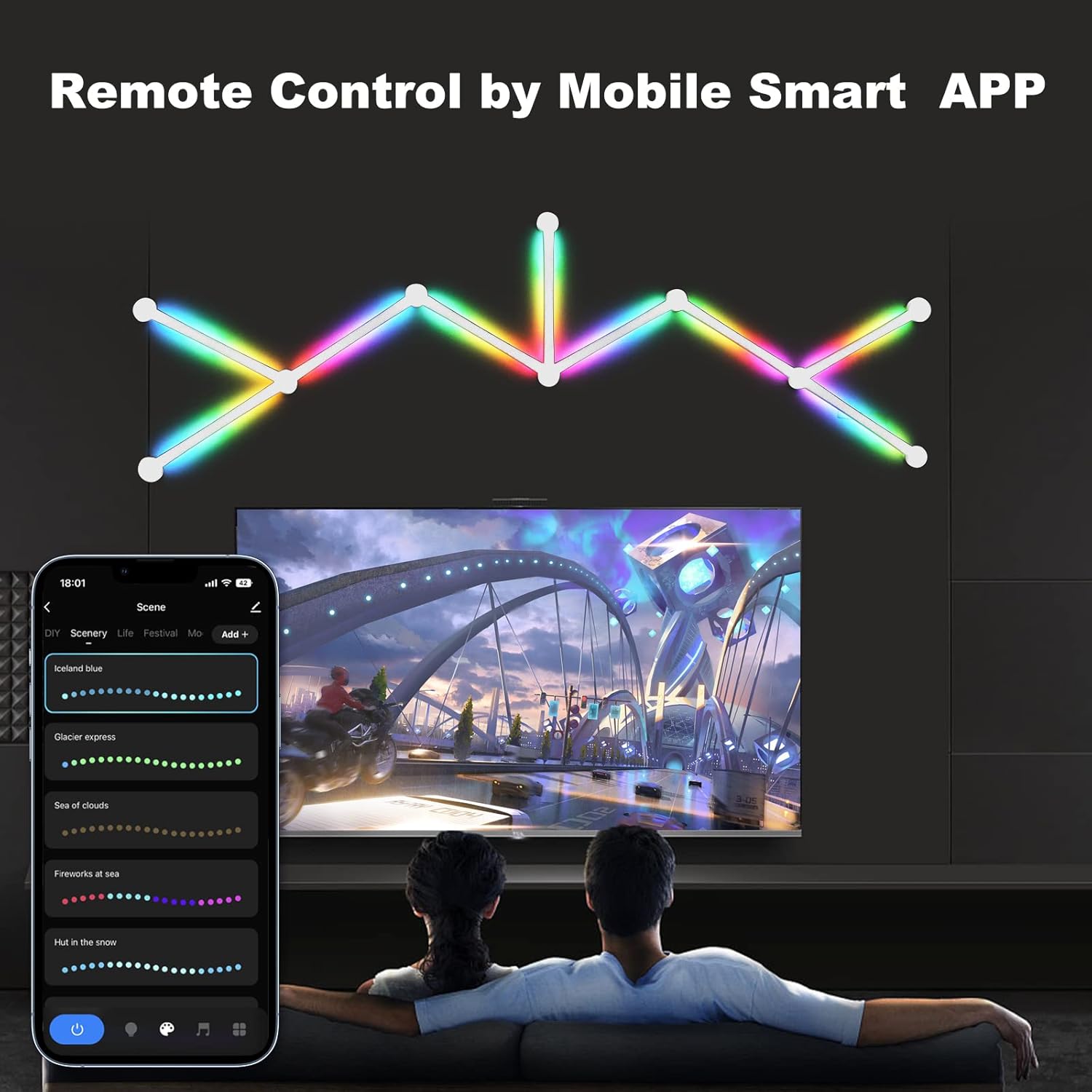 Remote Control by Mobile Smart APP

Scene
DIY Scenery Life Festival Mo Add

Iceland blue
Glacier express
Sea of clouds
Fireworks at sea
Hut in the snow