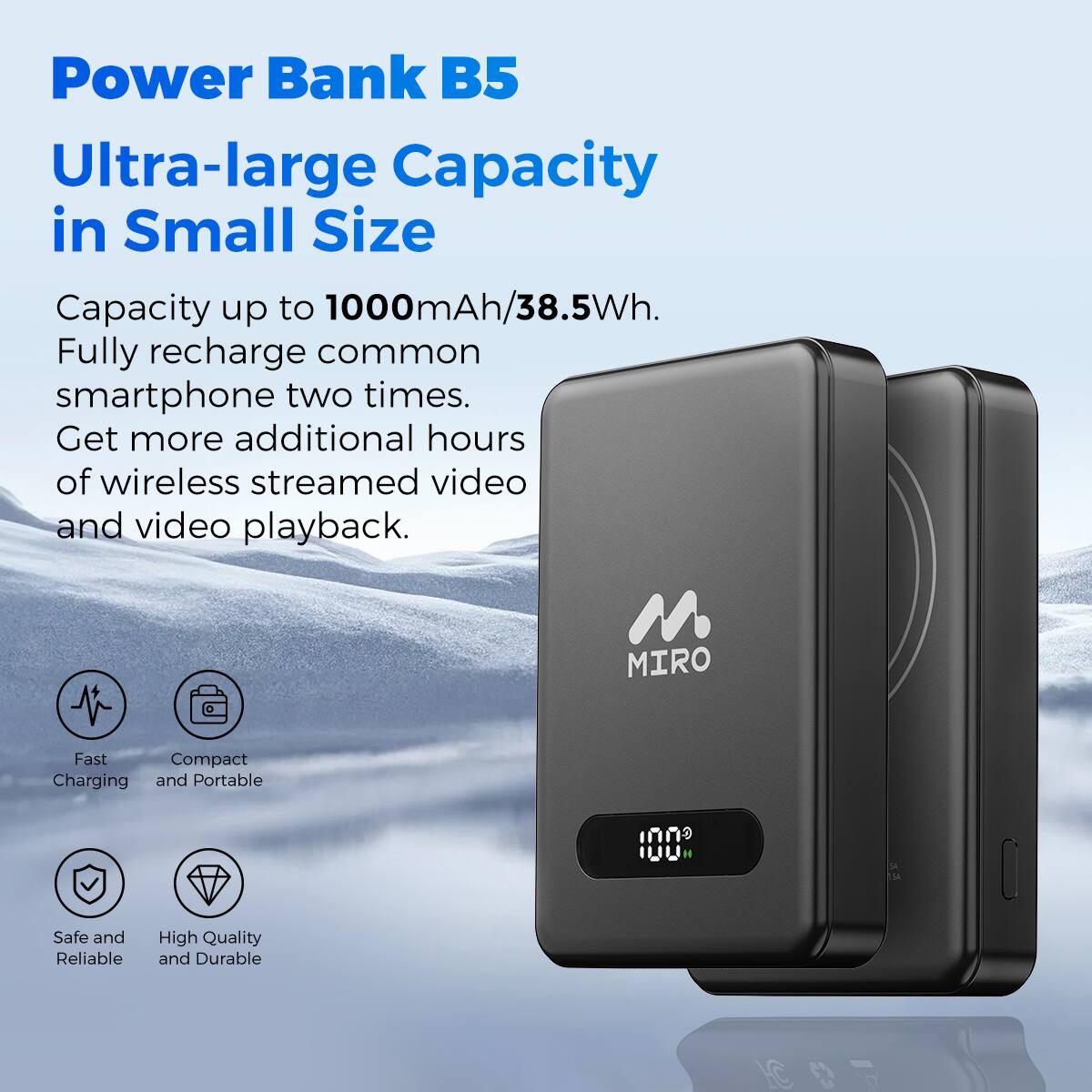 Miro B5 Power Bank Big Power Pocket Friendly Size 10000mAh Black - Best Buy