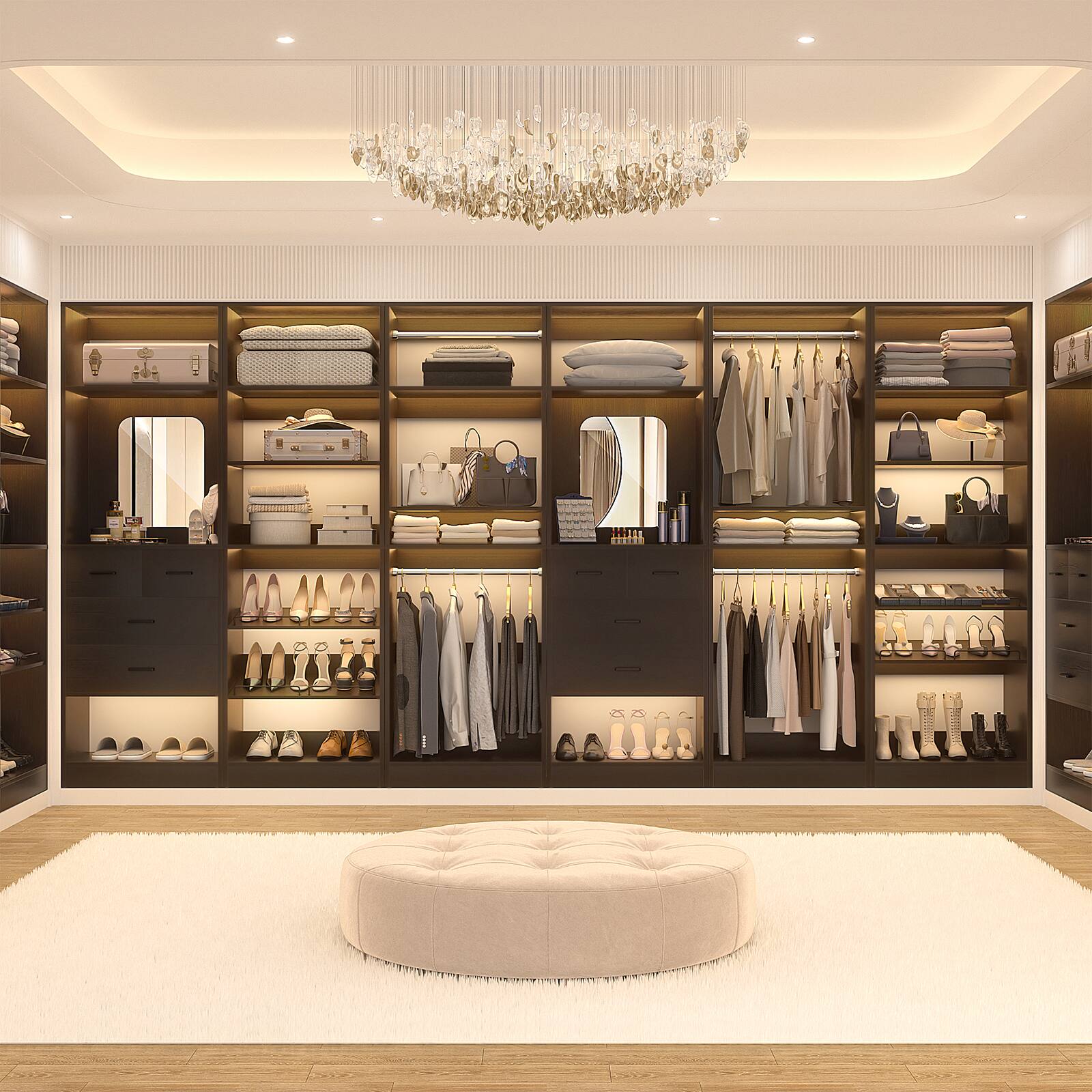 Alt View 3. Aheaplus - 25'' Closet System with 2 Hanging Rods, Freestanding Closet Organizer System with Adjustable Shelves - Black.