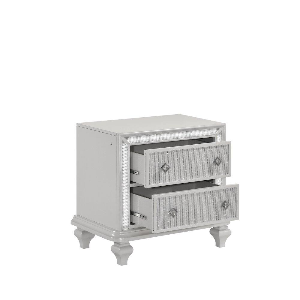Angle. New Classic Furniture - Stardust Wood 2-Drawer Nightstand - White.