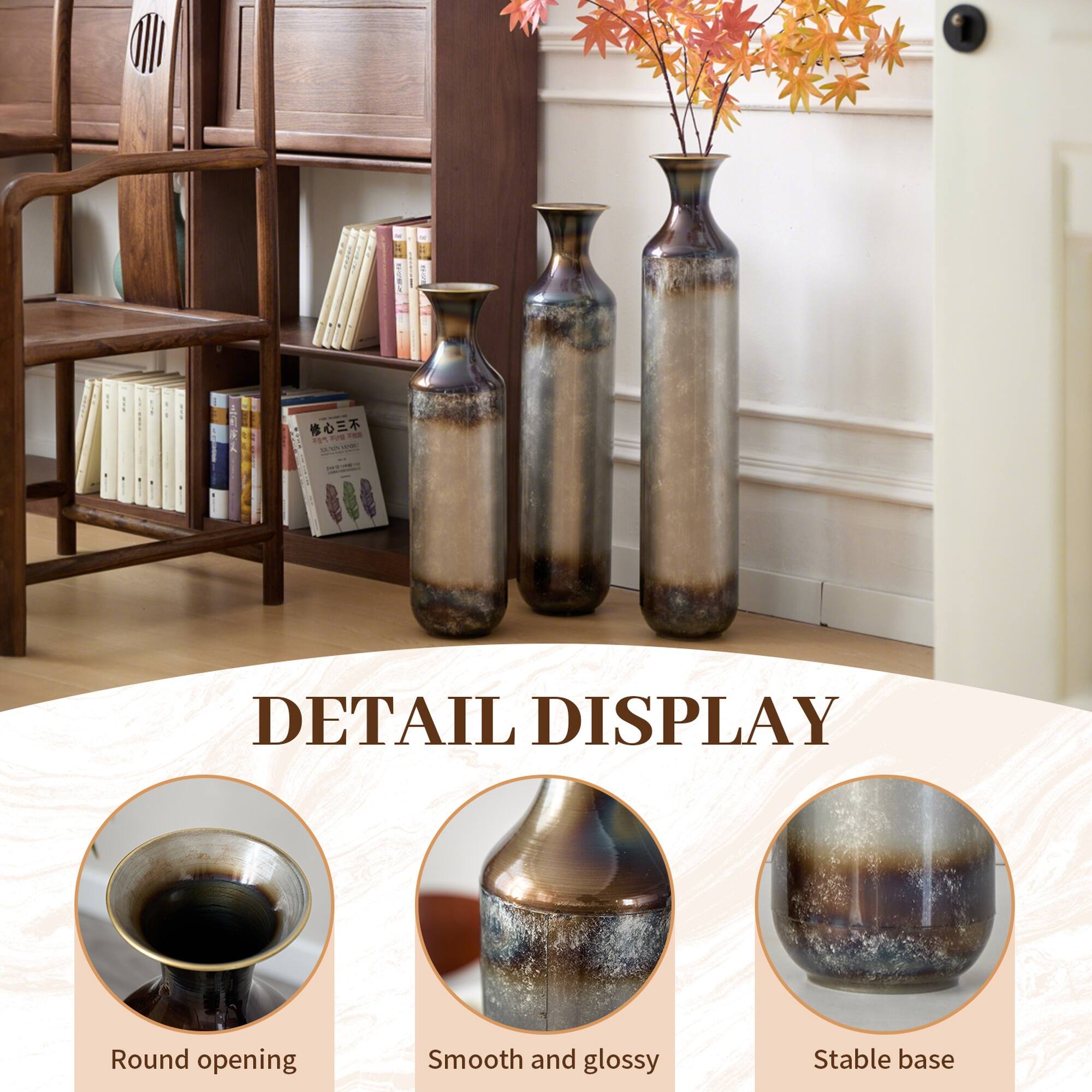 DETAIL DISPLAY

- Round opening
- Smooth and glossy
- Stable base