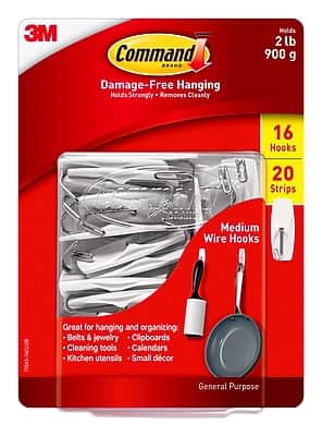 Photos - Mount/Stand Command  Medium Wire Hooks, 16 Hooks/Pack - White 17065-16CLUB 