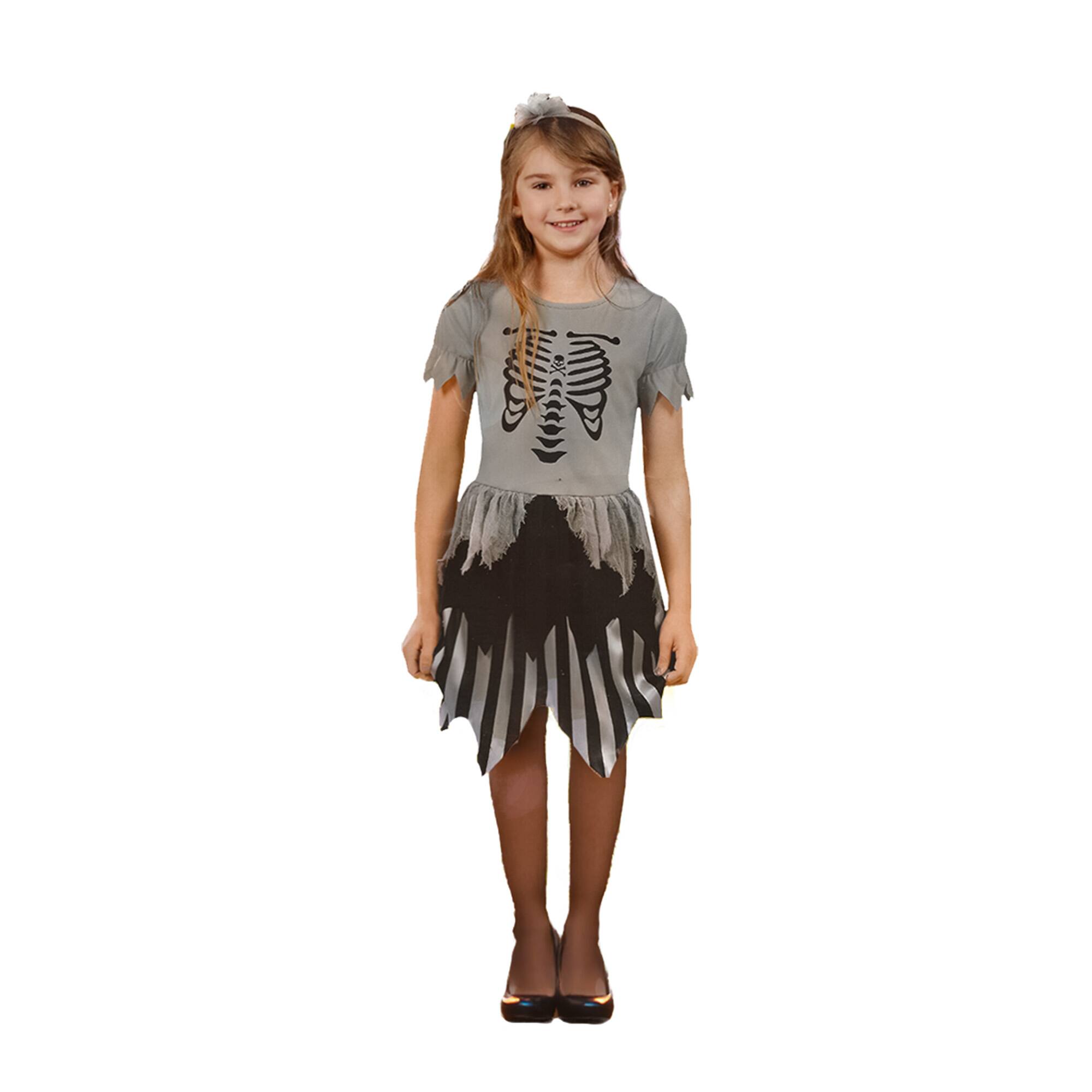 Alt View 1. Northlight - Gray Pirate Skeleton Girl's Children's Halloween Costume - Medium - Gray.