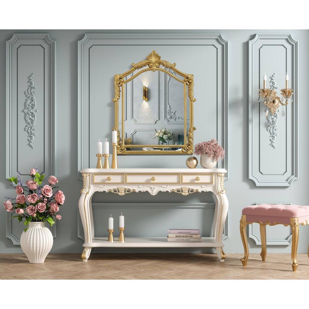 Alt View 4. Elegant Kitchen and Bath - Madeline 25.5X40 Traditional Mirror In Gold Leaf - Gold Leaf.