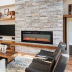 Front. Boyel Living - 60 in. Wall Mounted Recessed Electric Fireplace with Logs and Crystals - Black.