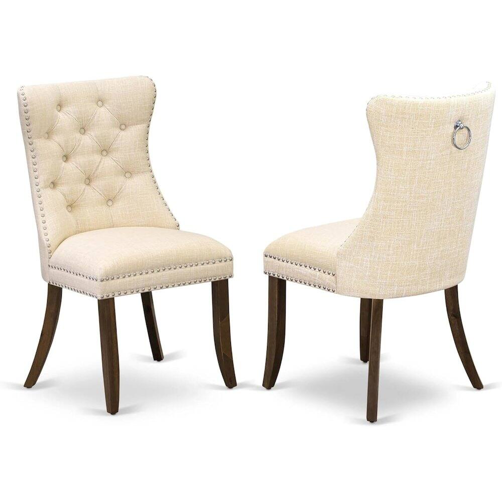 Angle. East West Furniture - East West Furniture ANDA3-AWA-32 3 Piece Modern Dining Set Consists of a Round Kitchen Table with Pedestal and 2 Padded - Brown.