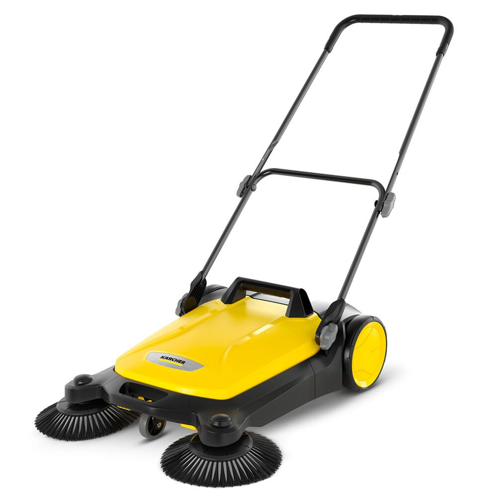 Front. Karcher - S 4 Twin Outdoor Push Sweeper, 5.25 Gallon, Walk-Behind Street Sweeper.