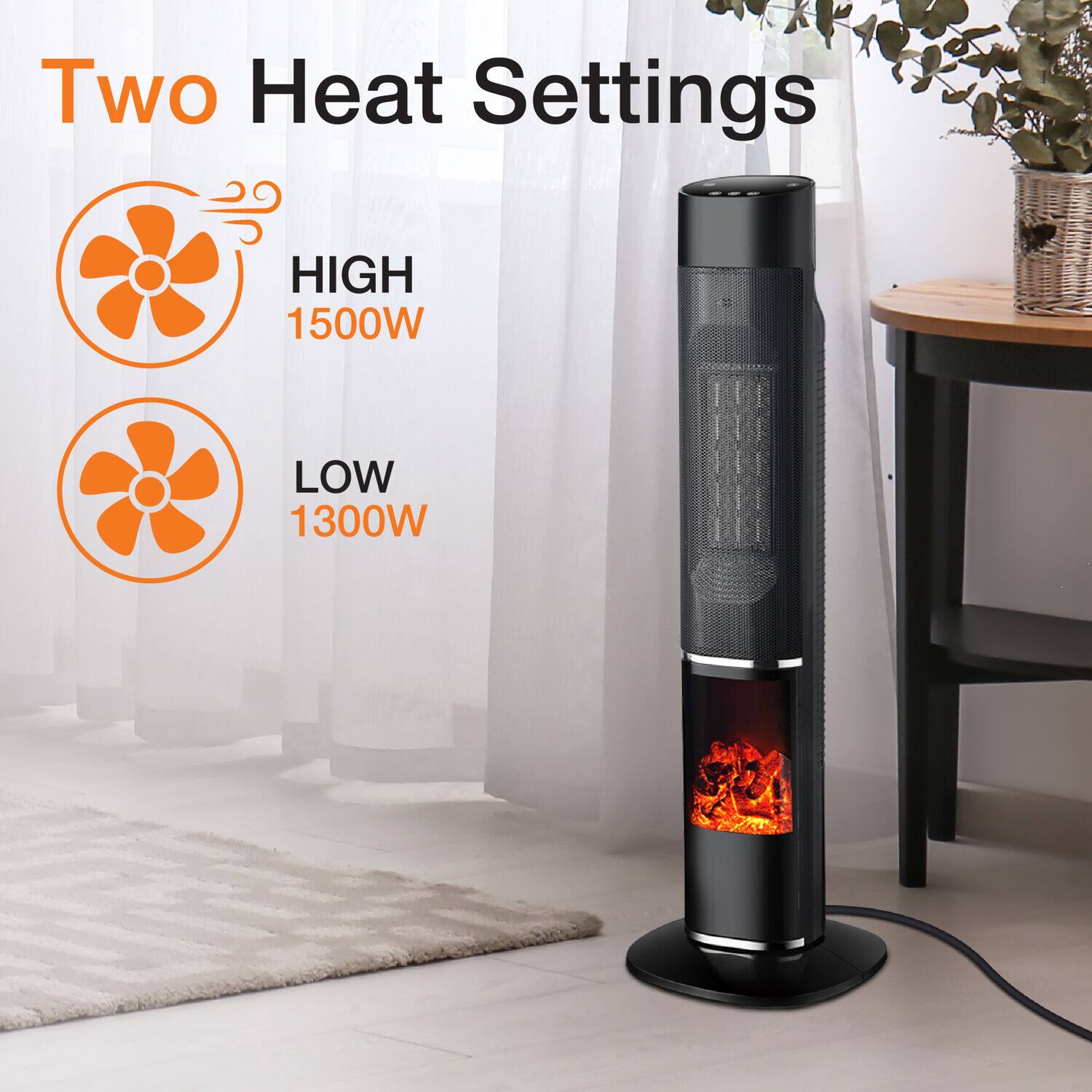 Two Heat Settings: HIGH 1500W and LOW 1300W