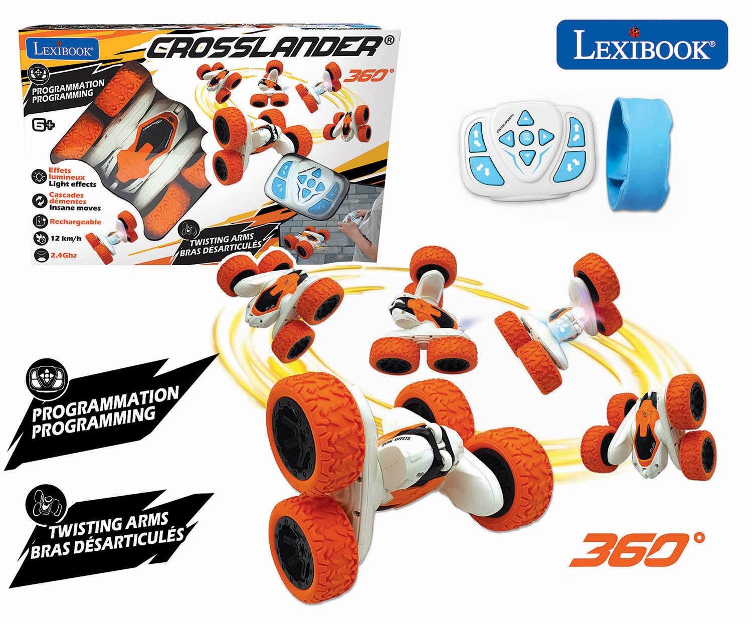 LEXIBOOK CROSSLANDER 360  
PROGRAMMATION PROGRAMMING  
6+  
Effets lumineux Light effects  
Cascades d'émotions Insane moves  
Rechargeable  
12 km/h  
2.4Ghz  
TWISTING ARMS BRAS DÉSARTICULÉS  
PROGRAMMATION PROGRAMMING  
TWISTING ARMS BRAS DÉSARTICULÉS