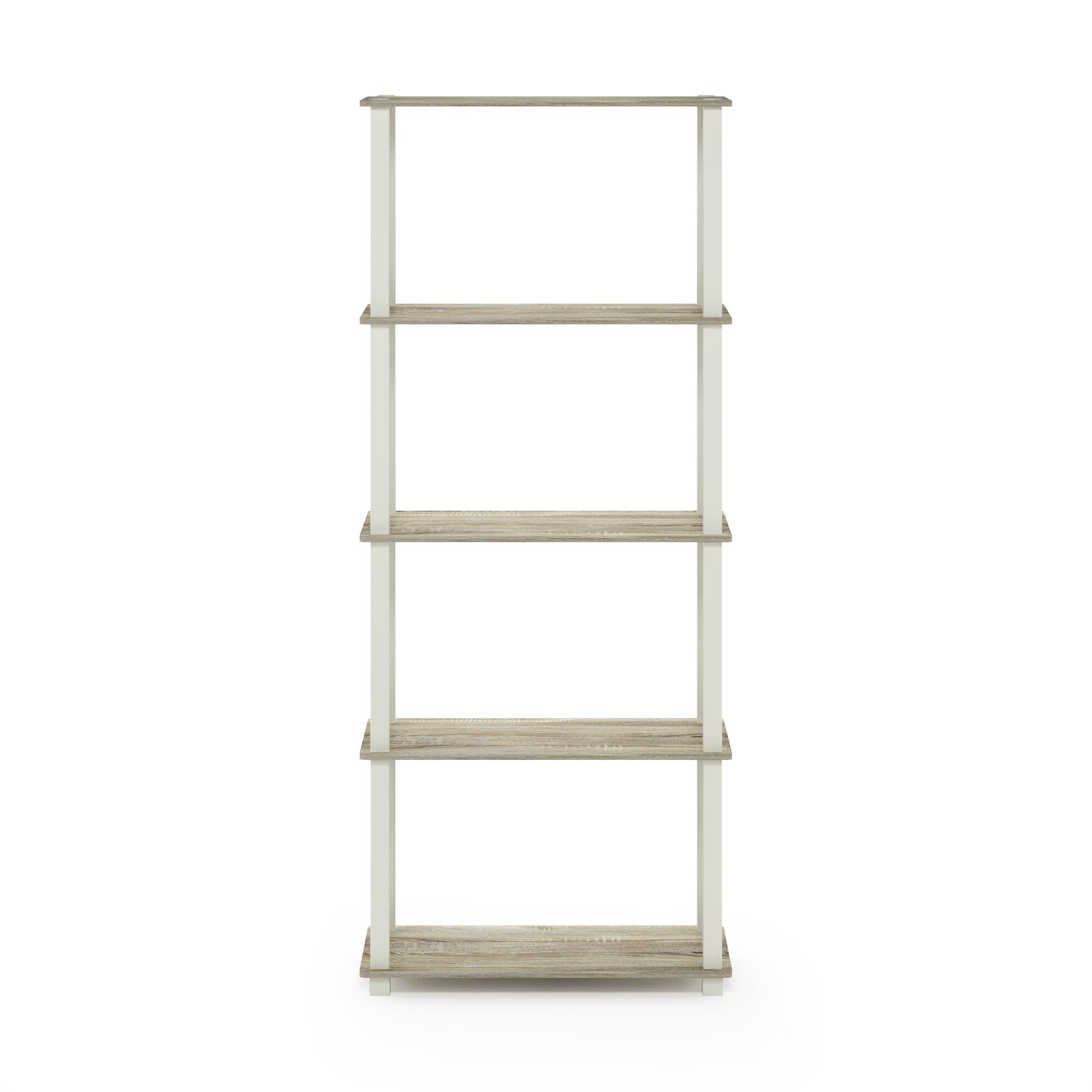 Alt View 2. Furinno - Turn-S-Tube 5-Tier Multipurpose Shelf Display Rack with Square Tubes, Sonoma Oak/White - Sonoma Oak/White.