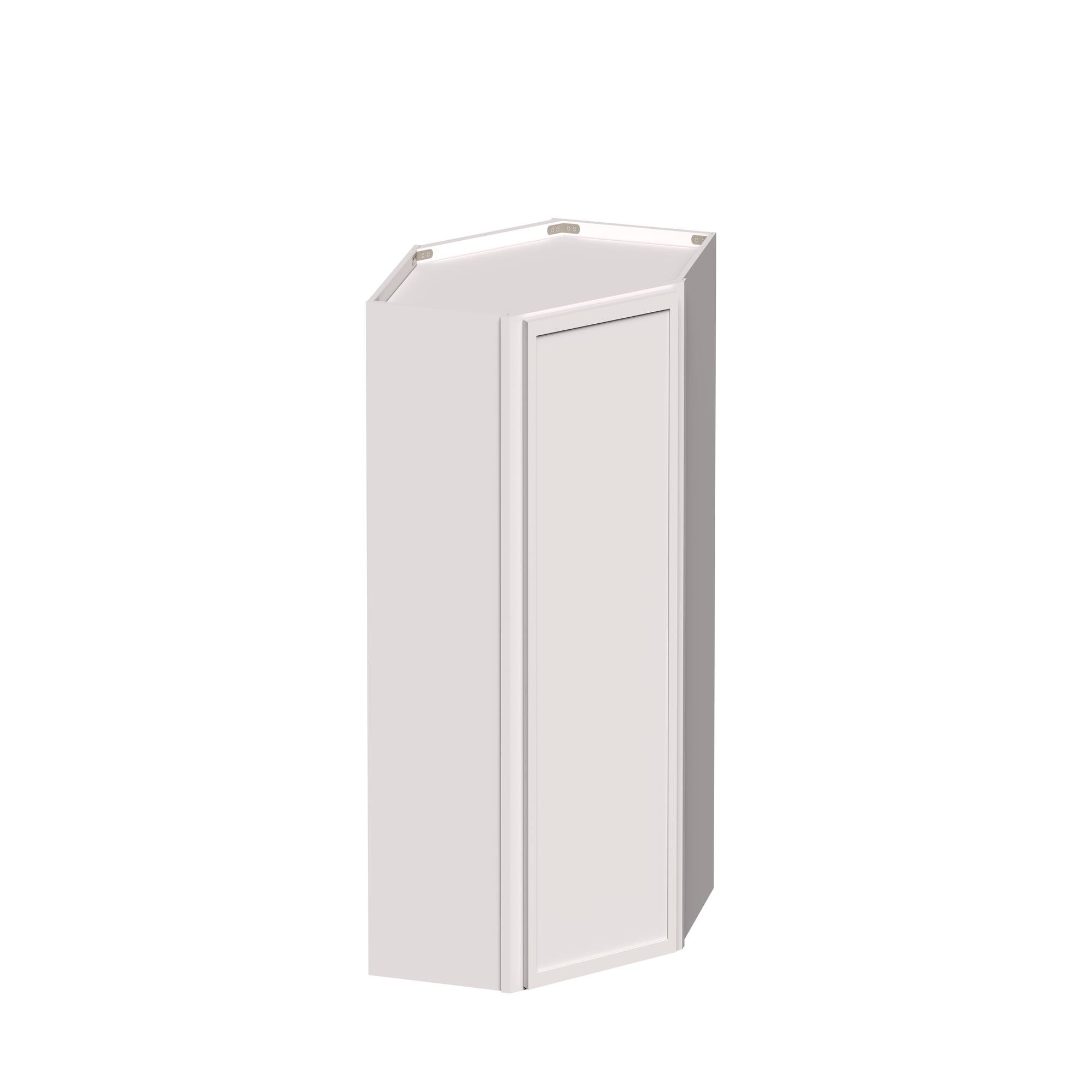 Angle. Boyel Living - 24-in W x 36-in H x 12-in D Slim Shaker RTA Kitchen Diagonal Corner Wall Cabinet with Soft-Close - Snow White.