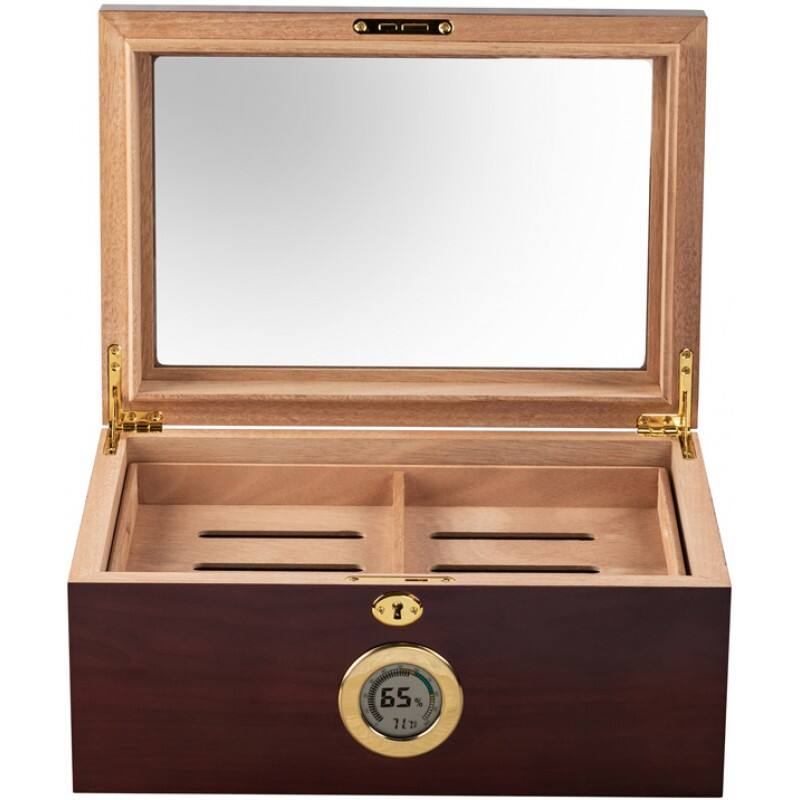 Angle. Prestige - Bally Digital Cigar Humidor - Cherry Finish.
