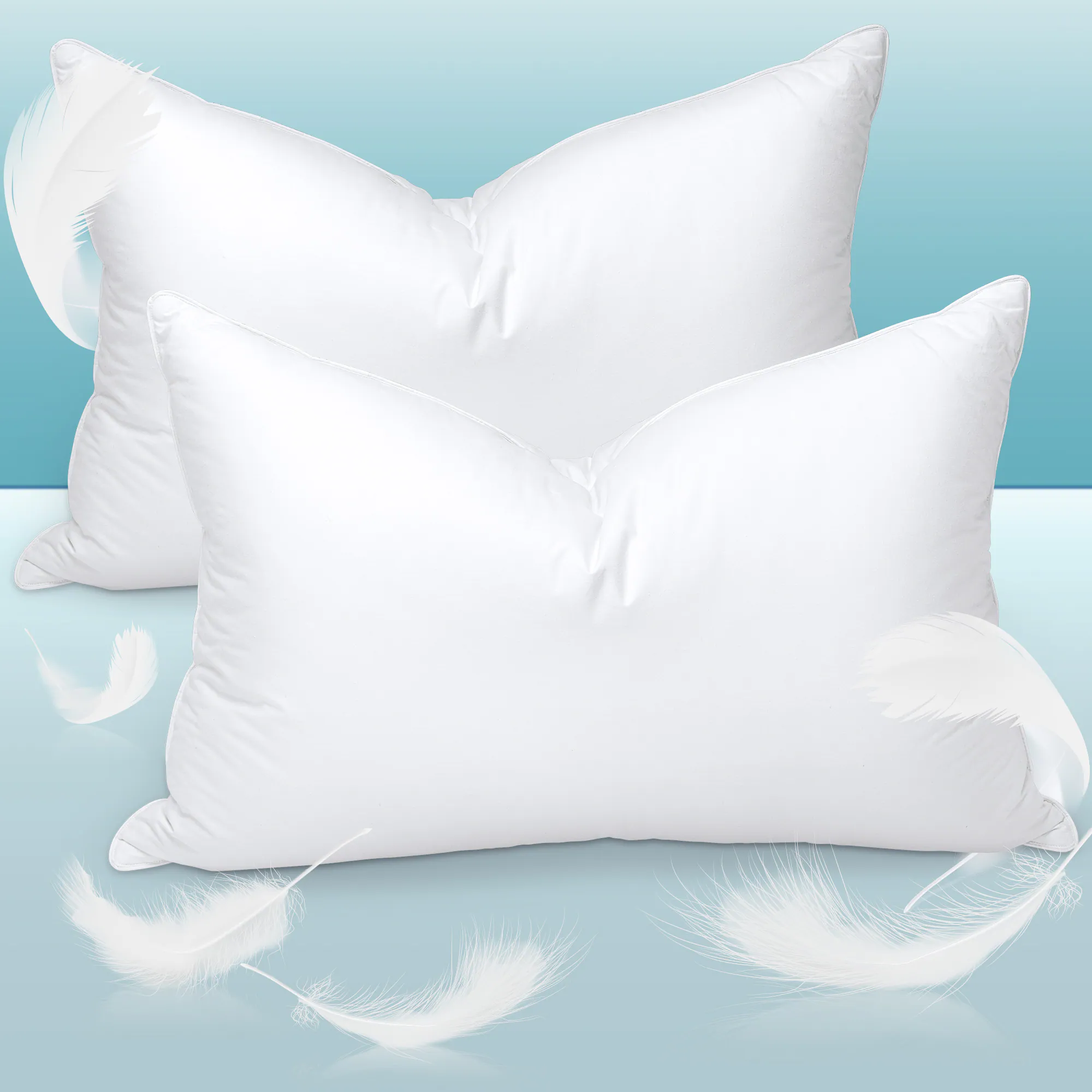 Front. COQOOL - Bed Pillows Goose Feather and Down Pillows Queen Size Set of 2 - White-1.