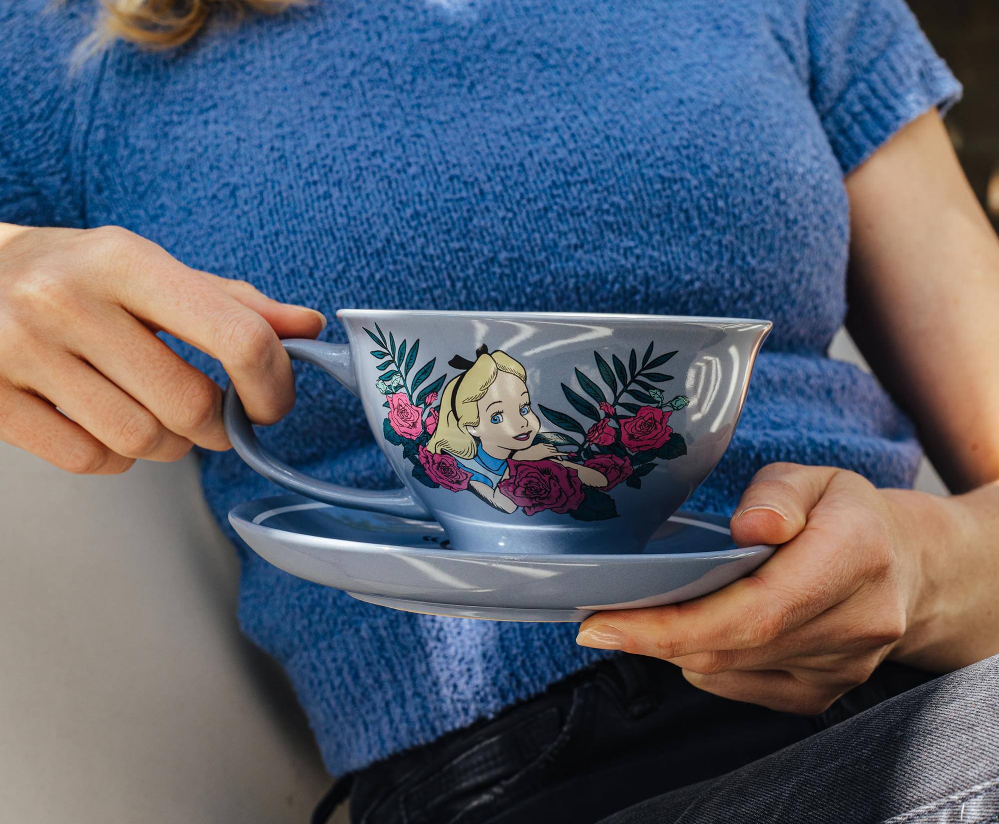 Alt View 4. Silver Buffalo - Disney Alice In Wonderland Mad Hatter Teacup and Saucer Set | Holds 12 Ounces - Multi-Colored.
