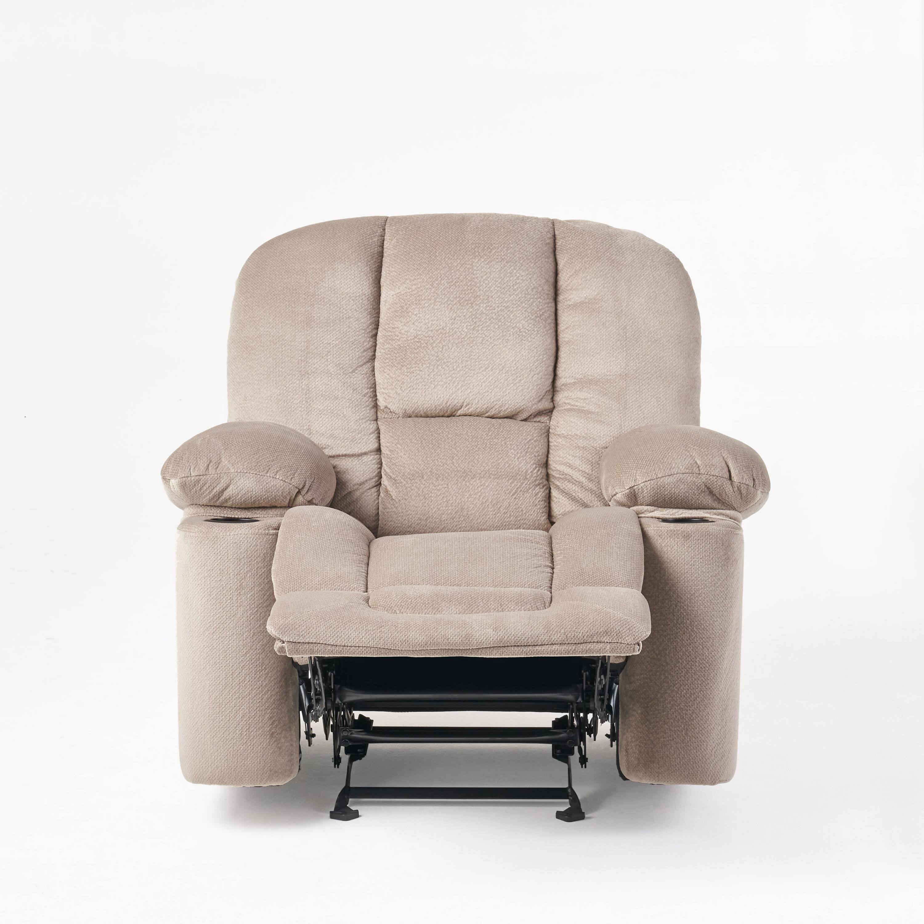 Alt View 4. TinyHomie - Luxurious Manual Recliner Chair in Coffee Skin Friendly Fabric Dual Cup Holders - white.