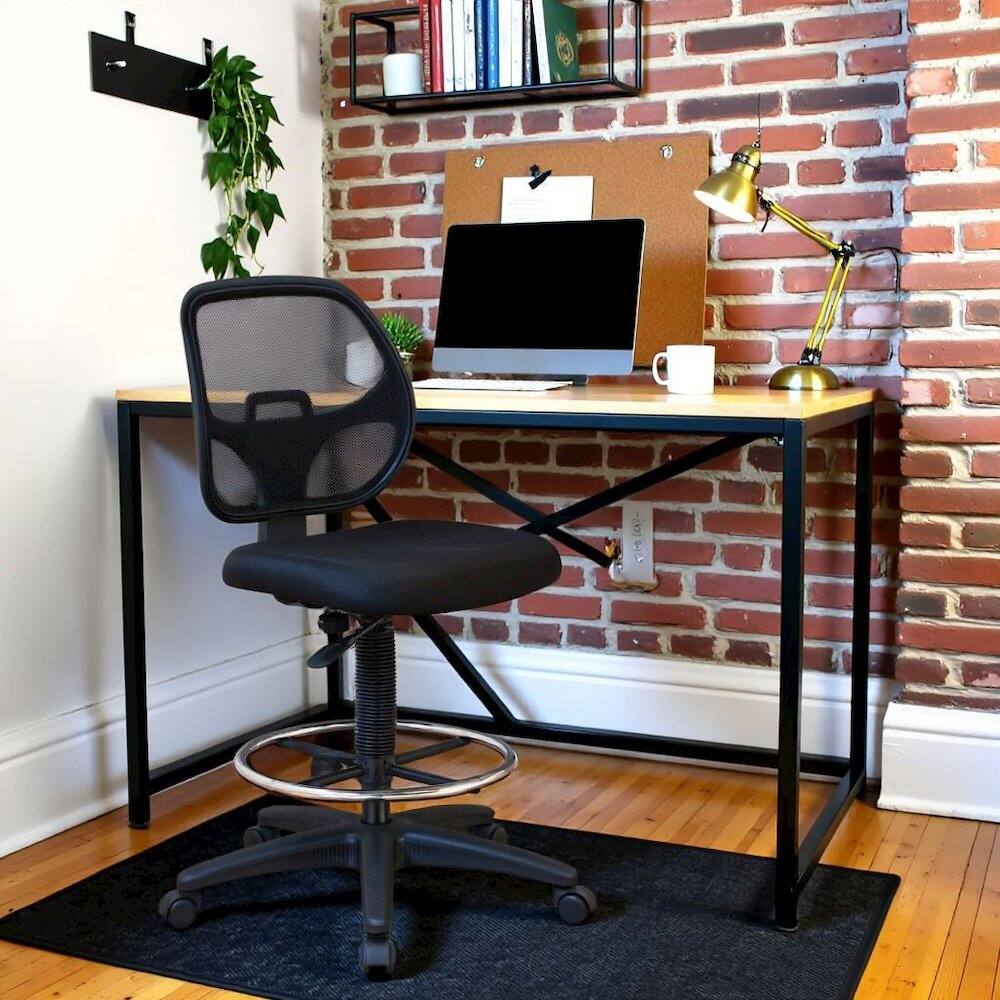 Alt View 1. FurniFact - Black Drafting Chair – Tall Office Chair With 20-Inch Foot Rest - Black.