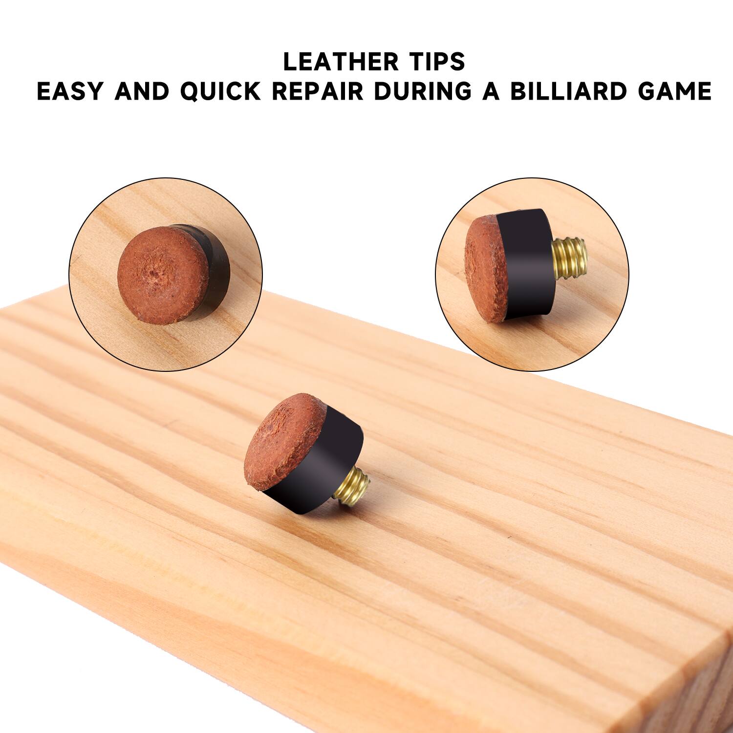 LEATHER TIPS
EASY AND QUICK REPAIR DURING A BILLIARD GAME