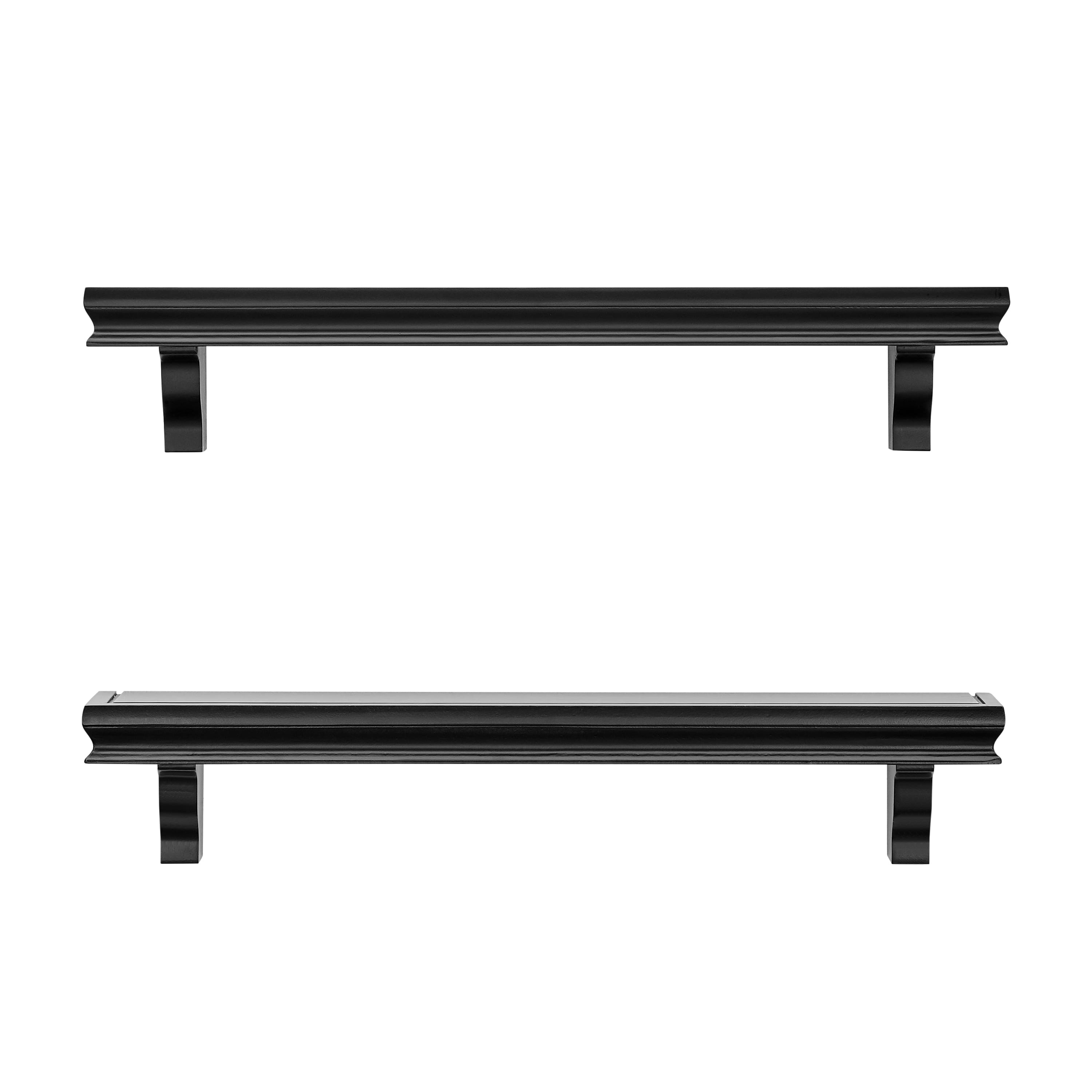 Danya B - 24" Wall Display Ledge Shelves – (Set of 2) - Black