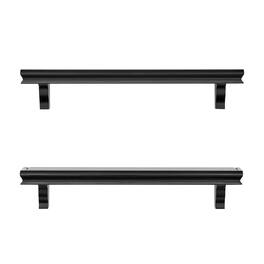 Danya B - 24" Wall Display Ledge Shelves – (Set of 2) - Black