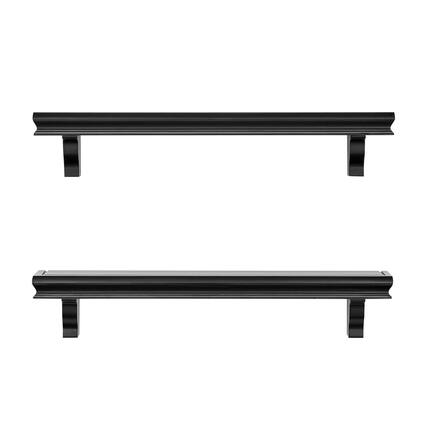 Front. Danya B - 24" Wall Display Ledge Shelves – (Set of 2) - Black - Black.