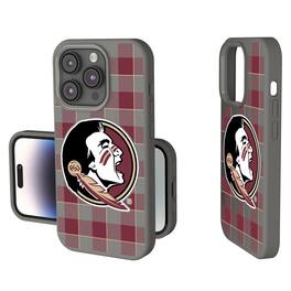 Keyscaper - NCAA - Florida State Seminoles Plaid Soft Touch iPhone Case - 15 - Gray