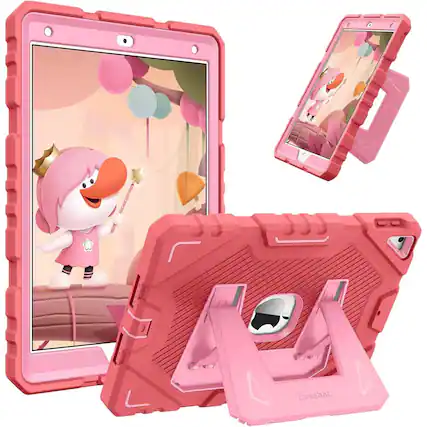 Front. Kitcheniva - Kids Shockproof Case For iPad 9th 8th 7th Gen 10.2 Inch Full Body Protection Pink - Pink.