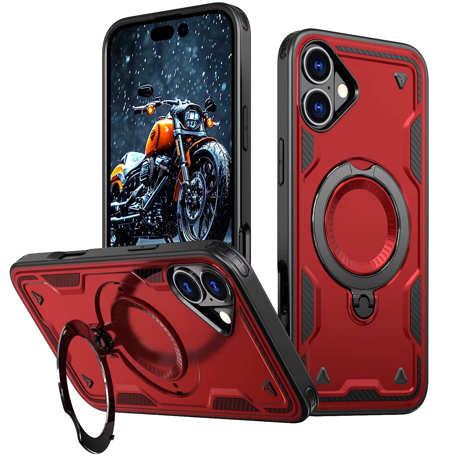 Reiko - 360 Degree Rotating Magnetic Versatile Stand Compatible With Iphone 16 Plus - Red