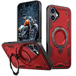 Reiko - 360 Degree Rotating Magnetic Versatile Stand Compatible With Iphone 16 Plus - Red