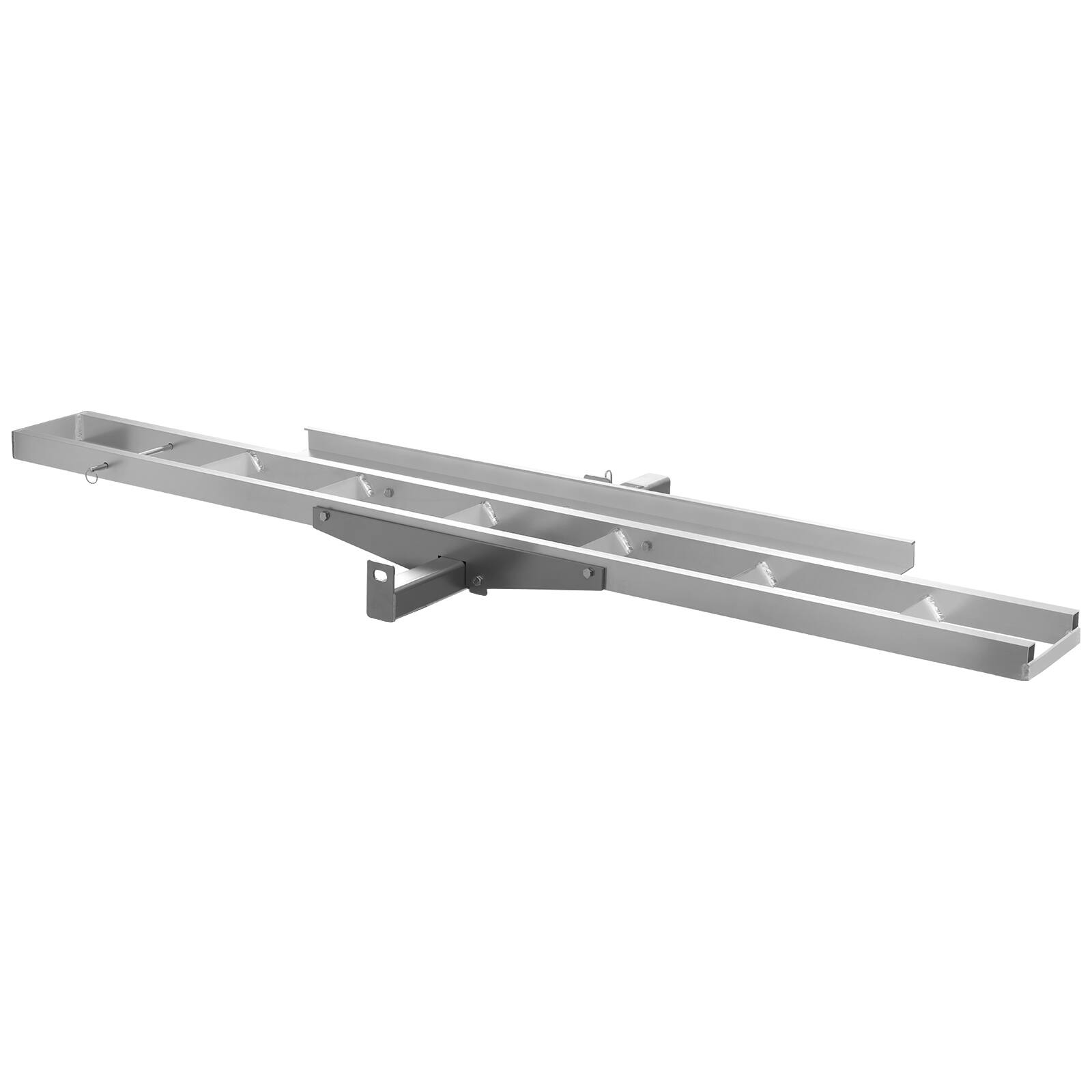 Alt View 5. VEVOR - Motorcycle Carrier, 400 lbs Capacity, Heavy Duty Aluminum Hitch Mount Rack with 47in Loading Ramp, Straps & Stabilizer - Silver-white.