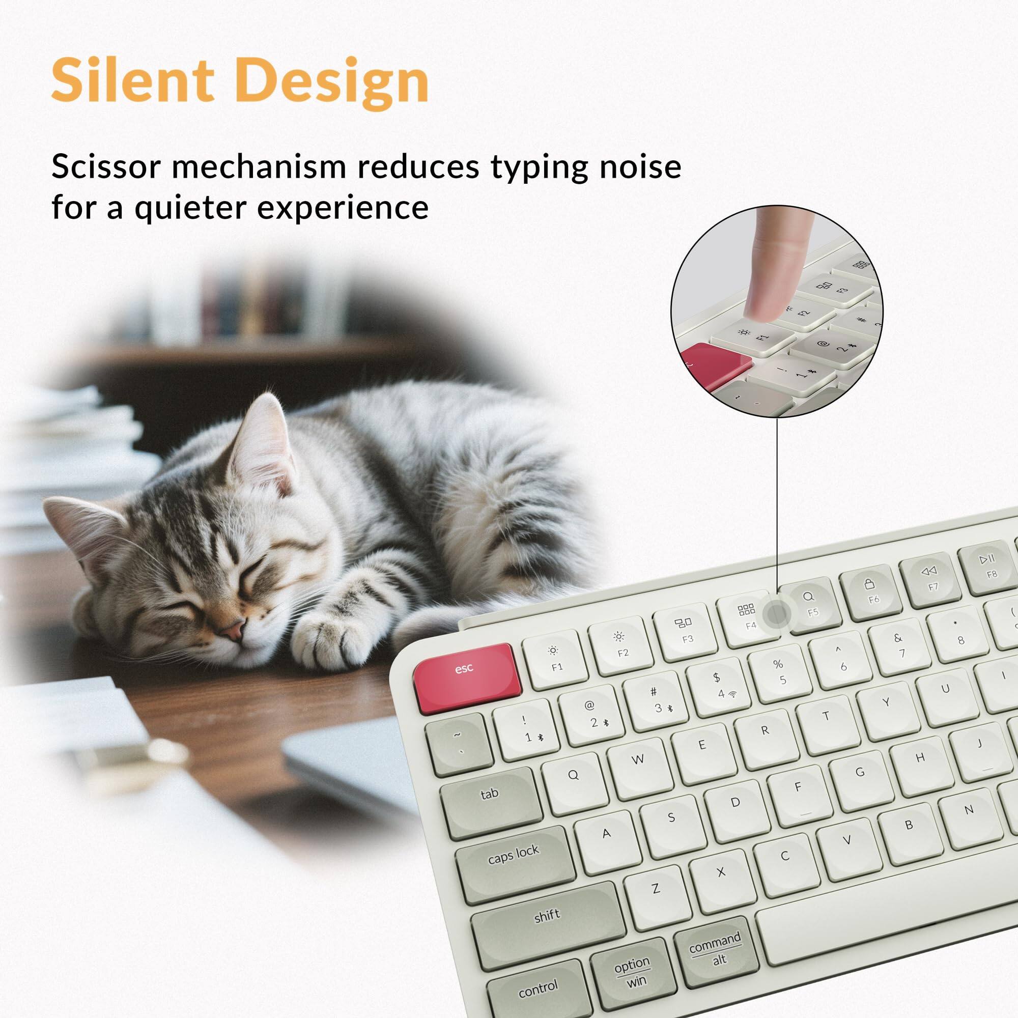 Silent Design  
Scissor mechanism reduces typing noise for a quieter experience
