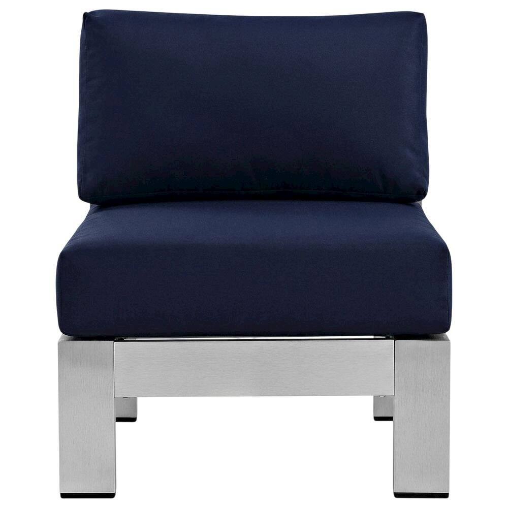 Alt View 1. Outdoor Escape - Aluminum Outdoor Lounge Chair With Armless Design And Comfortable Backrest - Silver.