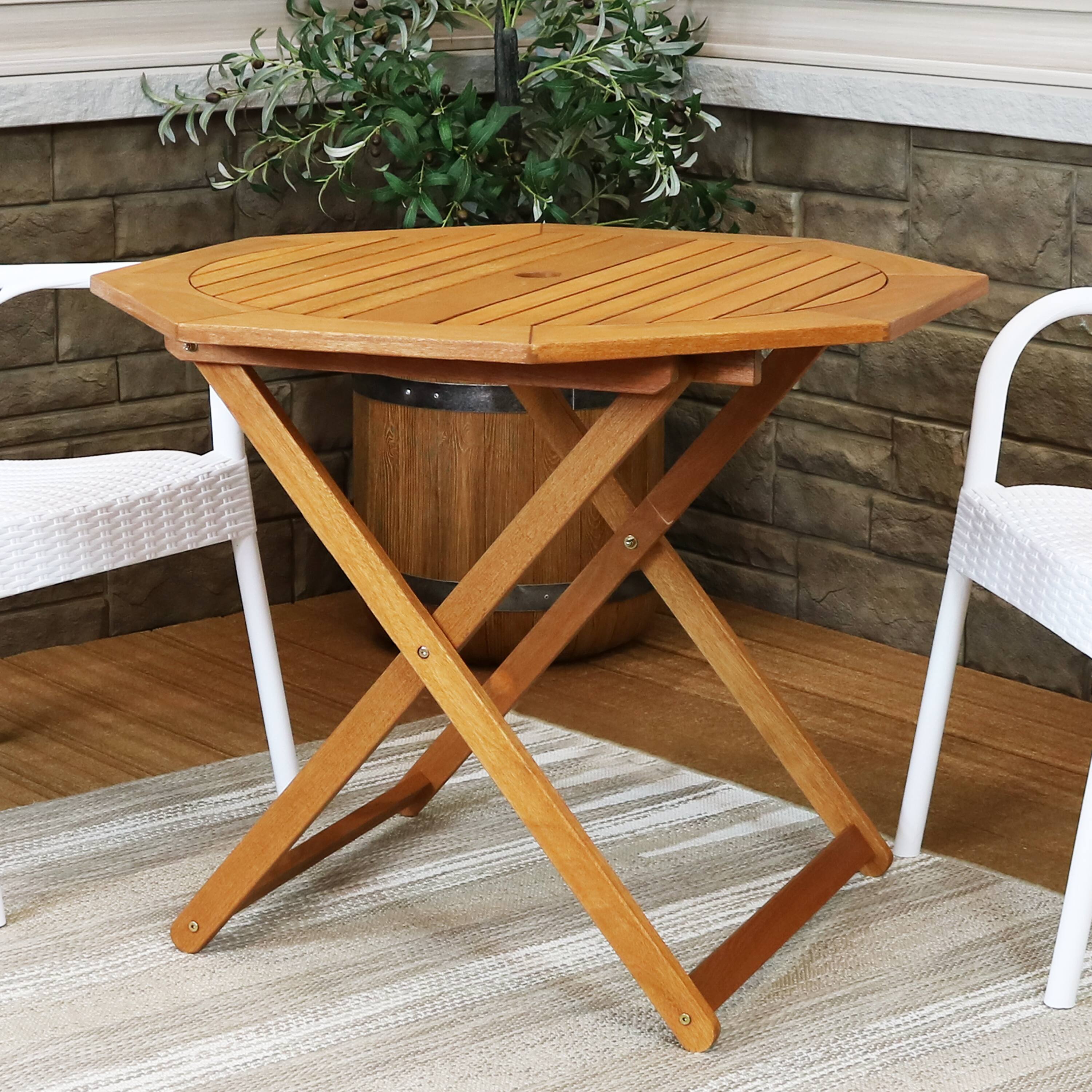 Alt View 5. Sunnydaze - Meranti Wood Folding Octagon Patio Dining Table - Brown.