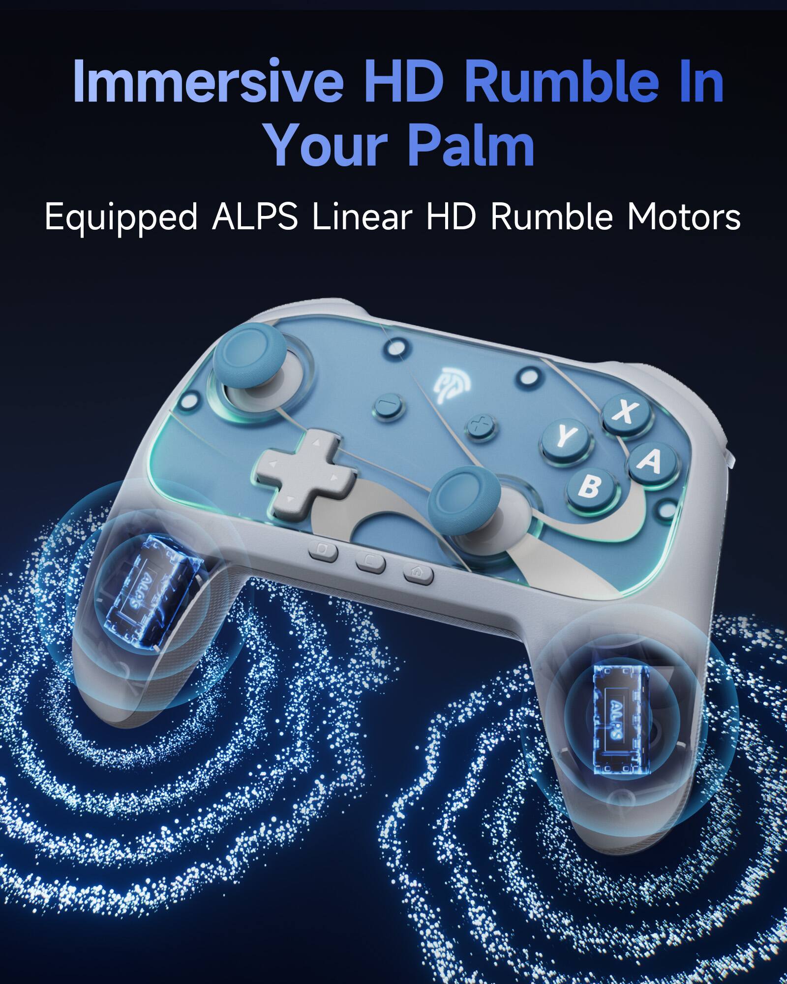 Immersive HD Rumble In Your Palm  
Equipped ALPS Linear HD Rumble Motors