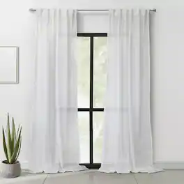 Commonwealth Home Fashions - Habitat Alicante Sheer Dual Header Slub Sheer Fabric Curtain Panel for Brighten Any Living Space 52" x 95" - White