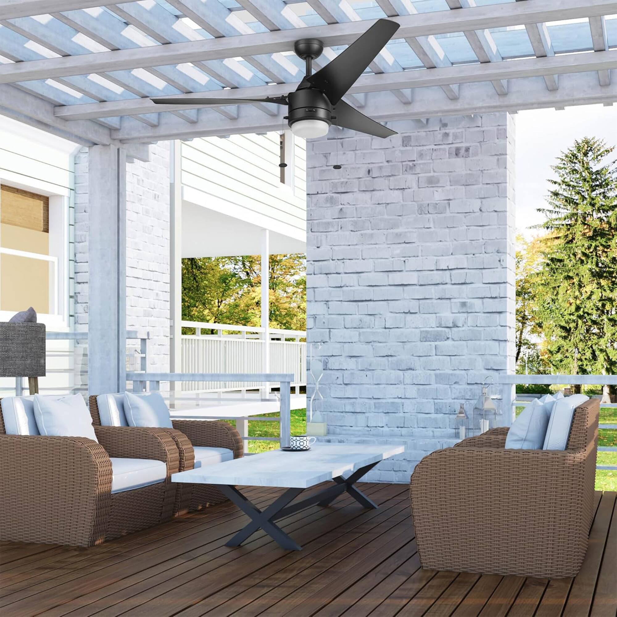 Alt View 7. Prominence Home - Prominence Home Teo 56 Inch Outdoor LED Ceiling Fan With Light, Matte Black - Matte Black.