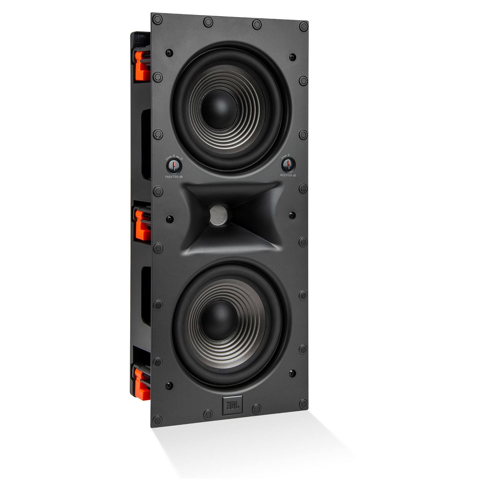Angle. JBL - Studio 6 Dual-8" 2-Way In-Wall Speaker - Black.