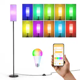 DAYBETTER - 60‑Watt Equivalent A19 Bluetooth Smart LED Light Bulb with Floor Lamp, RGB+CCT Dimmable, Works with Alexa & Google Home