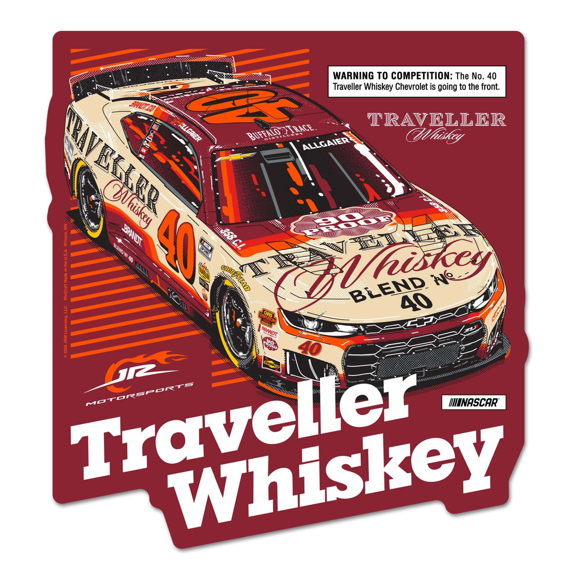WinCraft - Justin Allgaier Traveller Whiskey 13" x 14" Wood Sign - Multicolor