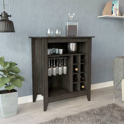 Front. TinyHomie - Essential Bar Cabinet One Open Shelf Six Built-in Wine Rack One Drawer -Espresso.
