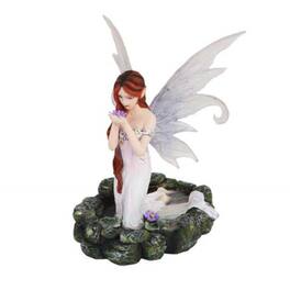 Pacific Trading - White Water Princess Fairy Kneeling in Pond Mystical Statue Figurine 6 inch - Multicolor