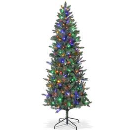 Acekool - 9FT Slim Artificial Pre-Lit Holiday Christmas Trees for Office, Home, Holiday - Green