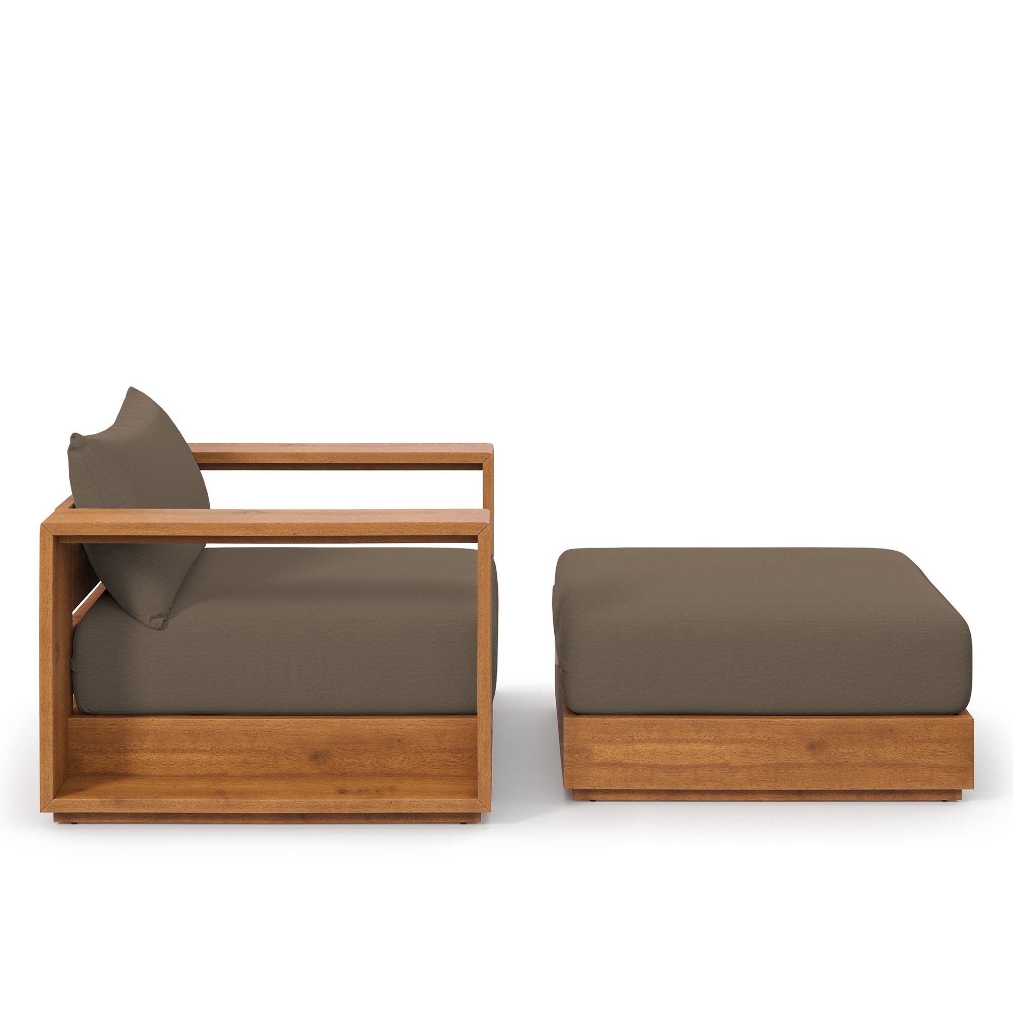 Alt View 4. Modway - Tahoe 2-Piece Outdoor Patio Acacia Wood Armchair and Ottoman Set by Modway - Natural Cocoa.