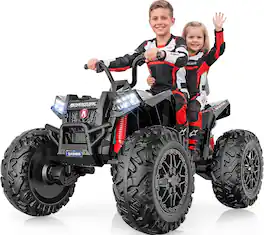 ANPABO - 24V XXXL Kids ATV 4 Wheeler Ages 5-14,Shock Absorber, Removable Battery, Bluetooth, 2 Seater Ride On Toy - Black