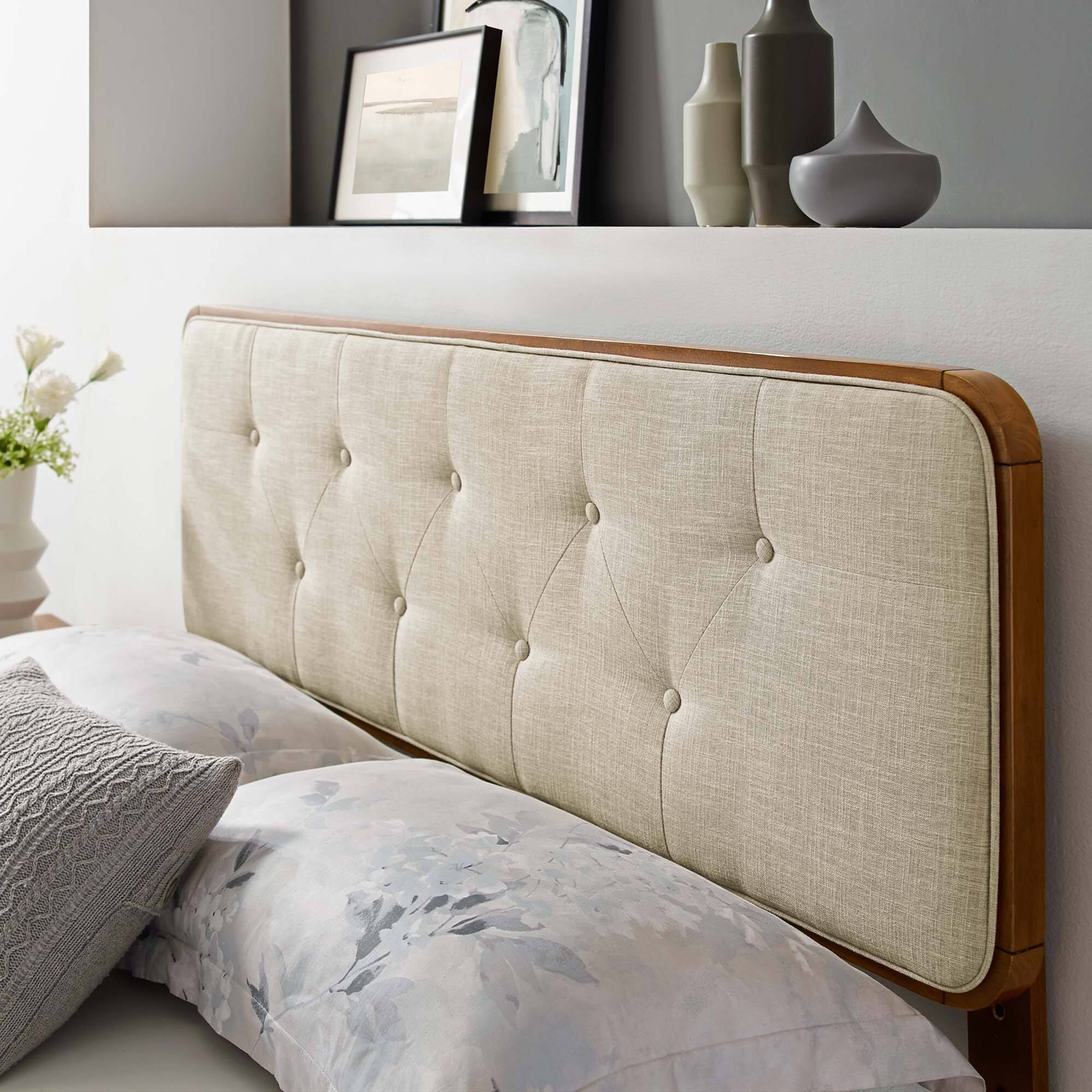 Alt View 2. Modway - Collins Tufted Fabric and Wood Twin Headboard by Modway - Brown.