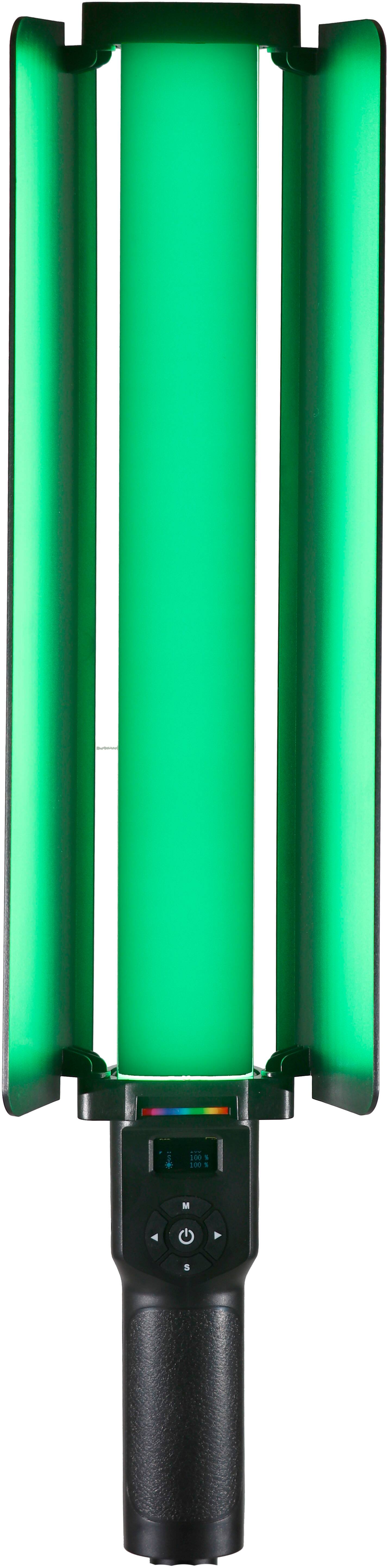 Left. Sunpak - RGB LightStick PRO with Built-in Battery and Barndoors - Black.