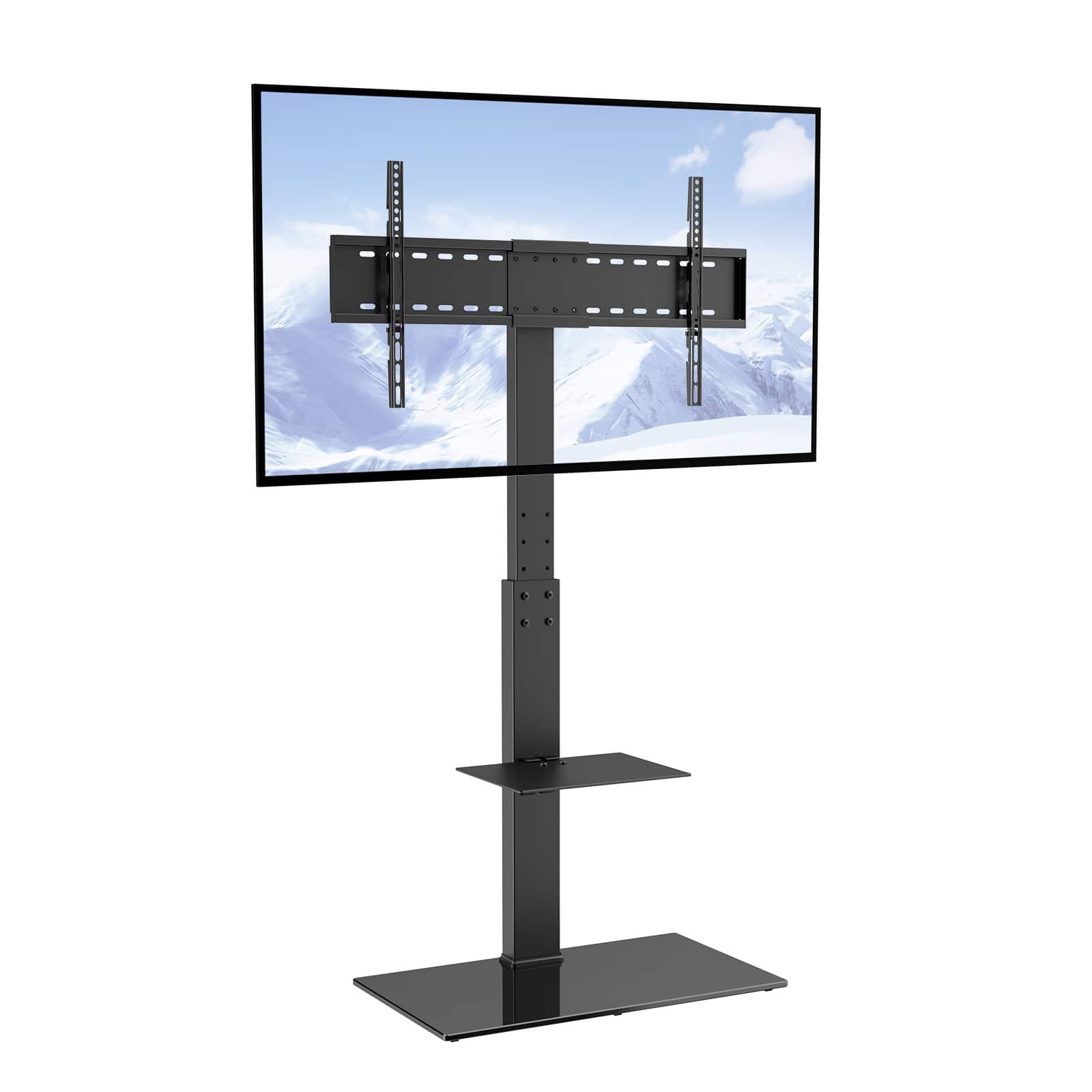 Front. VEVOR - TV Stand Mount, Swivel Tall TV Stand for 32 to 85 inch TVs, Height Adjustable Portable Floor TV Stand - Black.